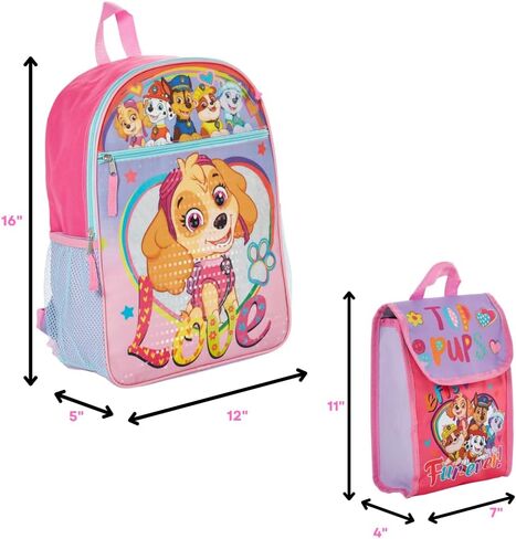 Paw Patrol 5 Pc. Nickelodeon Backpack Set for Girls, 16 inch with Lunch Bag and Water Bottle, Pink in Saudi Arabia