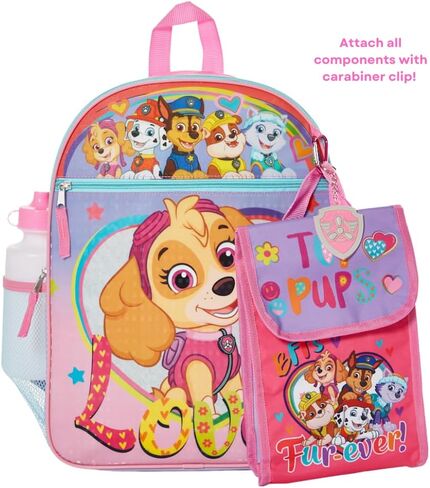 Paw Patrol 5 Pc. Nickelodeon Backpack Set for Girls, 16 inch with Lunch Bag and Water Bottle, Pink in Saudi Arabia