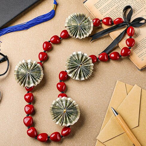 Karenhi Hawaiian Kukui Nut Lei Necklace 47 In Hawaiian Lei Necklace with Ribbon Bow 2024 Graduation Gift for Women Men Kids Luau Party Accessories in Saudi Arabia