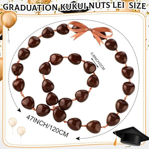 Karenhi Hawaiian Kukui Nut Lei Necklace 47 In Hawaiian Lei Necklace with Ribbon Bow 2024 Graduation Gift for Women Men Kids Luau Party Accessories in Saudi Arabia
