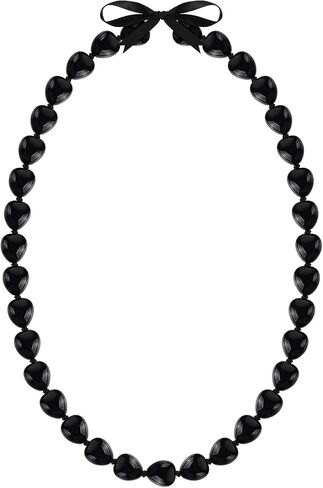 Karenhi Hawaiian Kukui Nut Lei Necklace 47 In Hawaiian Lei Necklace with Ribbon Bow 2024 Graduation Gift for Women Men Kids Luau Party Accessories in Saudi Arabia