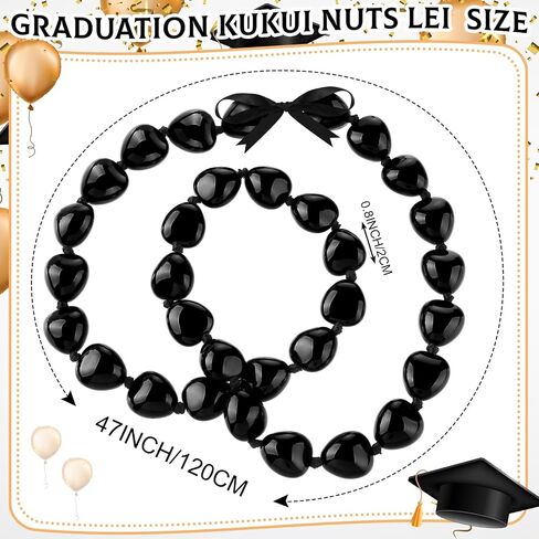Karenhi Hawaiian Kukui Nut Lei Necklace 47 In Hawaiian Lei Necklace with Ribbon Bow 2024 Graduation Gift for Women Men Kids Luau Party Accessories in Saudi Arabia