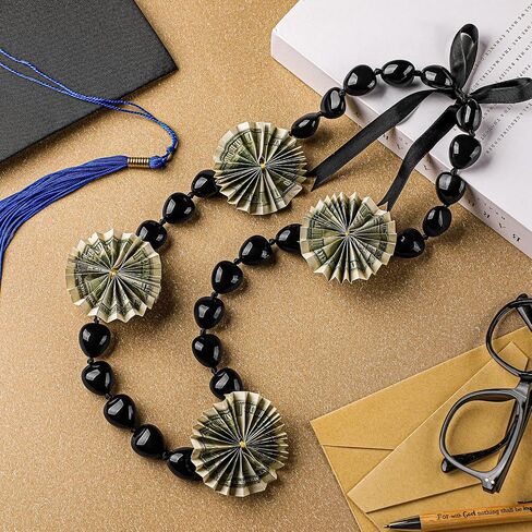 Karenhi Hawaiian Kukui Nut Lei Necklace 47 In Hawaiian Lei Necklace with Ribbon Bow 2024 Graduation Gift for Women Men Kids Luau Party Accessories in Saudi Arabia