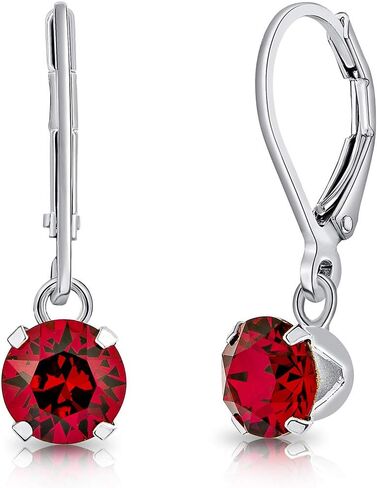 925 Sterling Silver SMALL/MEDIUM Drop/Dangle Leverback Earrings made with Round Crystals from Swarovski Elements - Diameter: 6 mm in Saudi Arabia