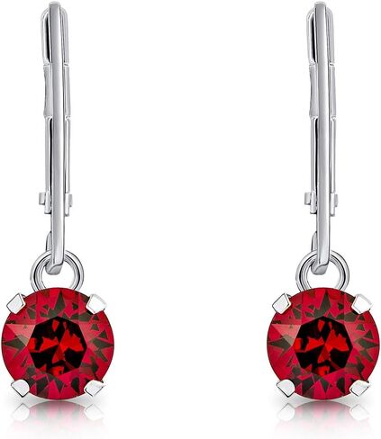 925 Sterling Silver SMALL/MEDIUM Drop/Dangle Leverback Earrings made with Round Crystals from Swarovski Elements - Diameter: 6 mm in Saudi Arabia