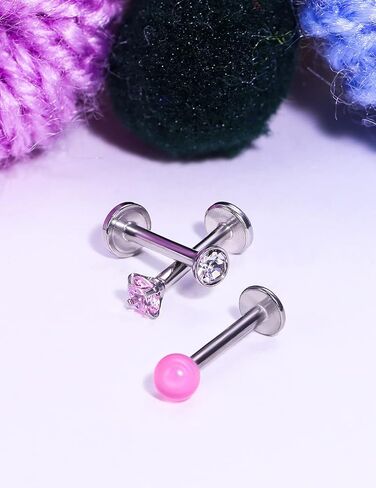 Prjndjw 48Pcs Lip Rings 16G Surgical Steel Labret Studs Monroe Ring Piercing Jewelry for Women Men Conch Cartilage Tragus Helix Earring Barbells 8MM 10MM Glow in the Dark in Kuwait