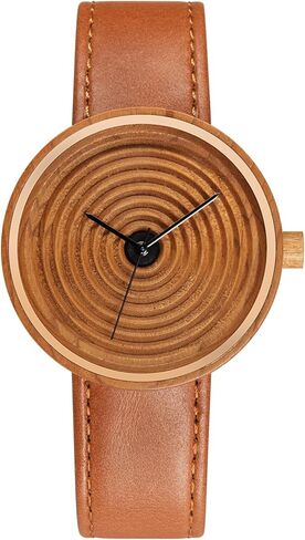 SKOXI Wooden Watches, Natural Wood Lightweight Watch for Men Women, Japanese Quartz Movement Wrist Watch with Leather Strap, cherry wood in Kuwait