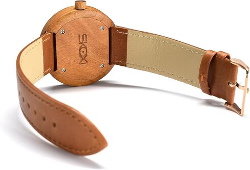 SKOXI Wooden Watches, Natural Wood Lightweight Watch for Men Women, Japanese Quartz Movement Wrist Watch with Leather Strap, cherry wood in Kuwait