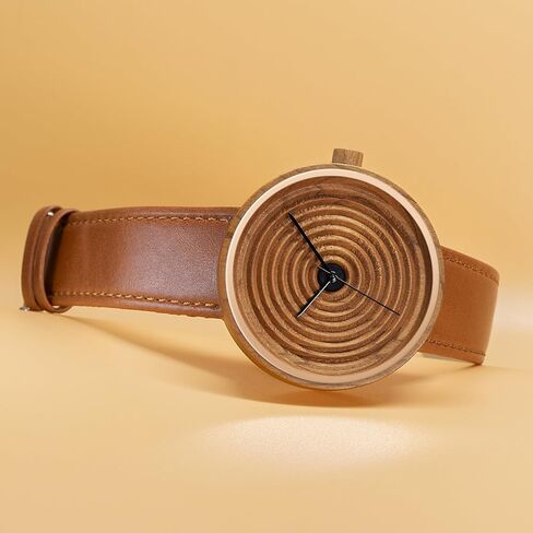 SKOXI Wooden Watches, Natural Wood Lightweight Watch for Men Women, Japanese Quartz Movement Wrist Watch with Leather Strap, cherry wood in Kuwait