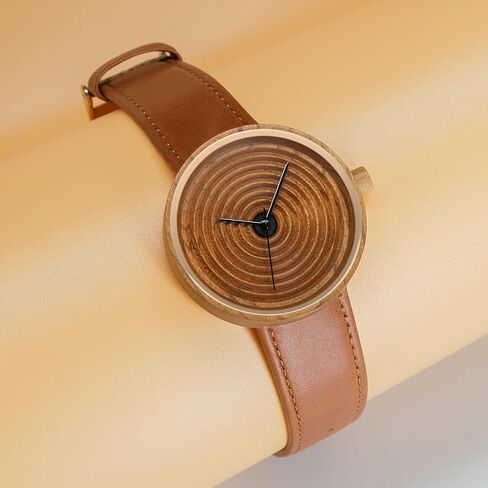 SKOXI Wooden Watches, Natural Wood Lightweight Watch for Men Women, Japanese Quartz Movement Wrist Watch with Leather Strap, cherry wood in Kuwait