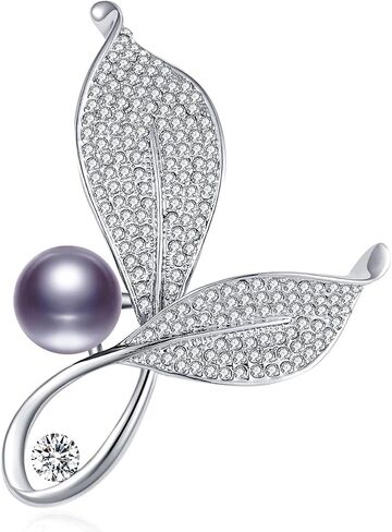RAINBOW BOX Leaf Brooch Pins for Women Fashion, Pearl with Austria Crystal Jewelry Women's Brooches & Pins in Saudi Arabia