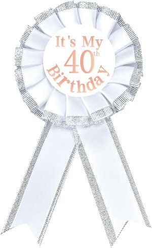 It's my 40th birthday badge anniversary birthday party Decorative brooch button logo Men's and women's 40th birthday tinplate badge white Rose gold award ribbon badge in Saudi Arabia