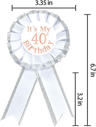 It's my 40th birthday badge anniversary birthday party Decorative brooch button logo Men's and women's 40th birthday tinplate badge white Rose gold award ribbon badge in Saudi Arabia