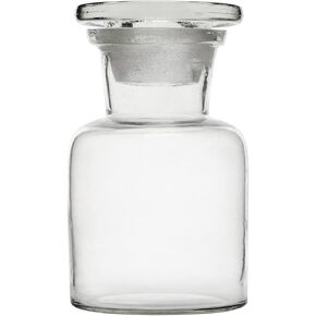 EISCO Reagent Bottle, 30ml - Wide Neck - Includes Tight Fitting Glass Stopper - Soda Glass Labs