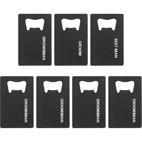 Lady&Home Bottle Opener,7Pcs Groomsmen Bottle Opener Stainless Steel Credit Card Size Bottle Opener for Wedding Party Groomsmen Gifts (Bold)