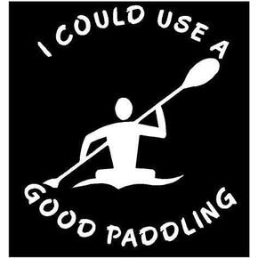 White Vinyl Decal - I Could use a Good Paddling Canoe Kayak Truck Fun Sticker, die Cut Vinyl Decal for Windows, Cars, Trucks, Tool Boxes, laptops, MacBook - virtually Any Hard, Smooth Surface