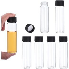 PATIKIL 40.7ml Clear Glass Vials, 6 Pack Sample Vials with Screw Cap Reagent Media Bottle Leak-Proof Liquid Sample Glass Vial for Lab Laboratory