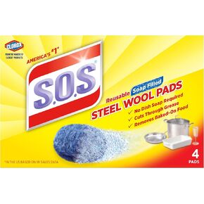 S.O.S. Steel Wool Soap Pads, 4 Count