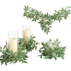 Ling's Momemnt Italian Ruscus Artificial Plants Vines,6Pcs x 12.8"L Detachable Hanging Leaves Greenery Garland, Realistic Texture Filler Decor for Room/Wall/Office, Wedding Arch Arrangement, Outdoor