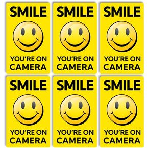 Smile You're on Camera - Security Camera Recording Decal Sticker Packs - Laminated UV Protected - Premium vinyl decal (Small, 2579 - Yellow, 6)