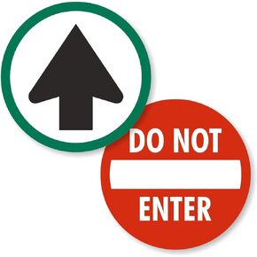 SmartSign (Pack of 1) Do Not Enter and Top Arrow Symbol Double-Sided Glass Door Decal | 6" Circular Polyester, Multicolor