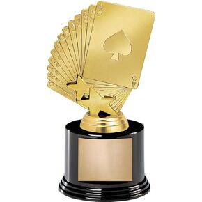 7" Cards Game Bridge Award On Round Trophy Base