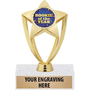 Crown Awards Rookie of The Year Trophy - 6" Gold Star Rookie Recognition Trophies Prime
