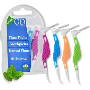 Interdental Brushes - Dental Tools for Effective Plaque and Tartar Removal, Dental Picks for Braces, Teeth Cleaning, and Flossing, Dental floss picks (.0.7 mm, 8)