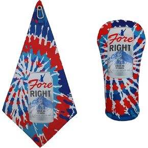 Natural Slice/Fore Right Collection-Golf 2 Piece Gift Set: Driver Headcover & Matching Microfiber Sports Towel w/Carabiner Clip-Handmade in USA Premium Accessories for Golfers