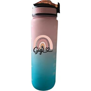 Auntie 32 oz Water Bottle with Times Marker to Drink and Straw, Carrying Strap, Leakproof Tritan BPA-Free, Ensure You Drink Enough Water for Fitness, Gym, Camping, Outdoor Sports