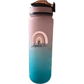 زجاجة مياه Auntie سعة 32 أونصة مع علامة توقيت للشرب والقش، وحزام حمل، وتريتان مانع للتسرب، وخالية من مادة BPA، وتأكد من شرب كمية كافية من الماء للياقة البدنية، وصالة الألعاب الرياضية، والتخييم، والرياضات الخارجية in Kuwait