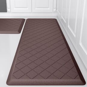 Cushioned Kitchen Mat 2 PCS, Anti Fatigue Kitchen Rugs, Heavy Duty Kitchen Rugs and Mats Non-Skid, Ergonomic Comfort Foam Kitchen Floor Mat for Home, Office, Sink, Laundry - Grey