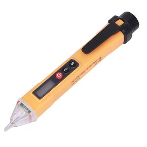 Walfront AC12‑1000V Digital Voltage Detector Non‑Contact Voltage Tester Pen Type Circuit Tester Testing Tool Flashlight Low Battery Indicator(Yellow + Black)