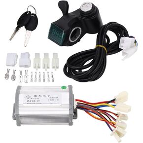 Electric Bike Brushed Controller, 48V 1000W Scooter Motor Controller Universal E-Bike Thumb Throttle with Keys Wiring Plug Sleeve Accessories
