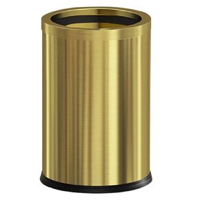 9L/2.4GAL metal bathroom trash can, open top garbage can,Stainless steel trash can without lid, small gold black wastebasket for bathroom, children's room,hotel, office (balck) in Kuwait