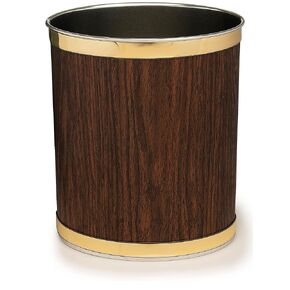 Stephanie Imports Made in USA 5-Gallon Sleek and Stylish Vinyl Mylar Waste Basket (13" X 11") (Metallic Silver with Gold Trim)