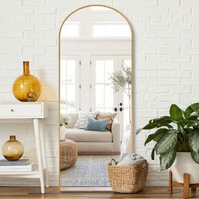 NeuType 64"x21" Arched Full Length Mirror Gold Mirror Wall Mirror Full Body Mirror Floor Length Mirror Standing Mirror Big Mirror Dressing Mirror Gold Mirrors for Wall Arch Floor Mirror