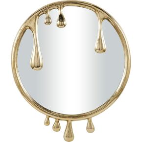 Deco 79 Aluminum Metal Abstract Room Wall Mirror Drip Entryway Mirror with Melting Designed Frame, Wall Mounted Mirror 36" x 1" x 43", Gold