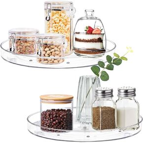 2 Pack Lazy Susan Organizer, 10.6" Clear Lazy Susan Turntable for Kitchen Cabinet, Lazy Susan Spice Rack Organizer Countertop, Medicine Cabinet Organizer, Pantry Organization and Storage
