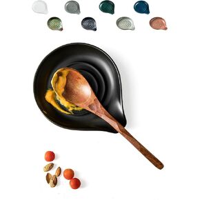 LAUCHUH Spoon Rest for Stove Top Cooking Spoon Holder for Kitchen Countertop Large Holder for Spatula, Spoons or Tong, Halloween Decor, Mother's Day Gifts, Black