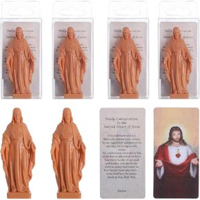 KOMI 6 PCS Little Jesus Figures with Prayer Card, Sacred Heart of Jesus Statue Baptism Favors Recuerditos De Bautizo 3 Inch Jesus Statue Catholic