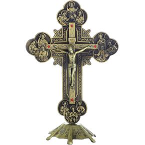 Standing Crucifix with Base 8" Metal Jesus Crucifix Cross Tabletop Decor Standing Cross for Chapel Home Decoration Religious Gifts