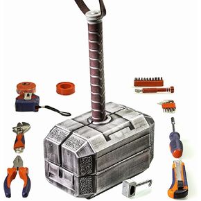 Hammer Tool Set, Multifunctional Hammer Tool Box, Excellent Novelty Gift for Men, Silver