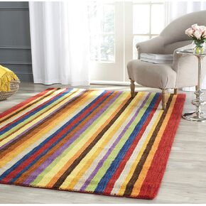سجادة SAFAVIEH Himalaya Collection Accent - 3' x 5'، أحمر ومتعدد، صوف مصنوع يدويًا، مثالي للمناطق ذات حركة المرور العالية في المدخل، وغرفة المعيشة، وغرفة النوم (HIM582A)