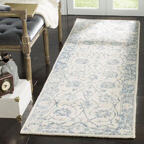 SAFAVIEH Blossom Collection 2'3" x 8' Ivory/Blue BLM351A Hand-Hooked Premium Wool Runner Rug