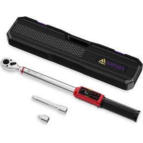 1/2 Inch Drive Digital Torque Wrench, 2.2-147.5 Ft.lb/3-200Nm, Electronic Torque Wrench Set with ±1% Accuracy, Vibration, Buzzer and LED Flash Notification for Motorcycle Car