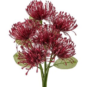 Briful 6PCS Artificial Chrysanthemum Fall Flowers 4'' Faux Pincushion Flower Large Spider Mums Autumn Flowers for Home Décor Centerpiece Wedding Bouquet (Burgundy)