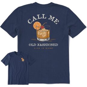 Life is Good - Mens Call Me Old Fashioned Crusher T-Shirt, Color Darkest Blue, Size: X-Large in Saudi Arabia
