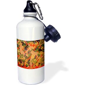 3dRose "Diana, Minerva and Vesta mythology monkeys, magpies, leopards, big cats, art nouveau, goddess" Sports Water Bottle, 21 oz, White