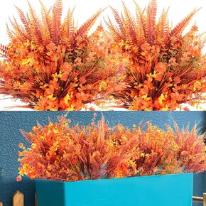 Artificial Fall Flowers, 15pcs UV Resistant Fall Fake Flowers, Fall Flowers Artificial for Decoration, Fall Decorations for Home Kitchen Garden Wedding Party Cemetery